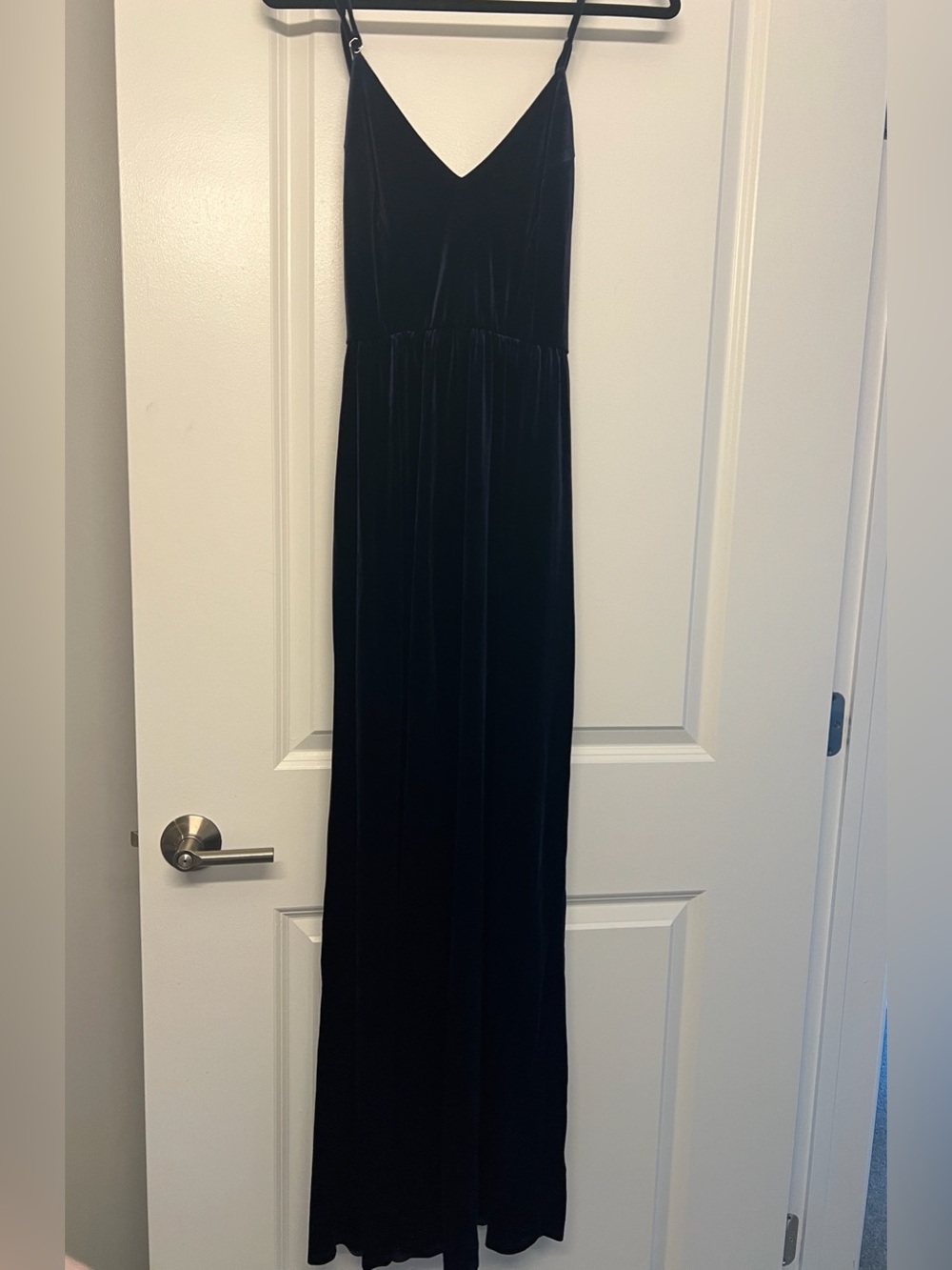 Lulu's Navy Blue Velvet V-Neck Maxi Dress